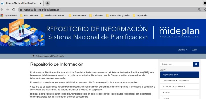 Captura de pantalla de la página de inicio del repositorio