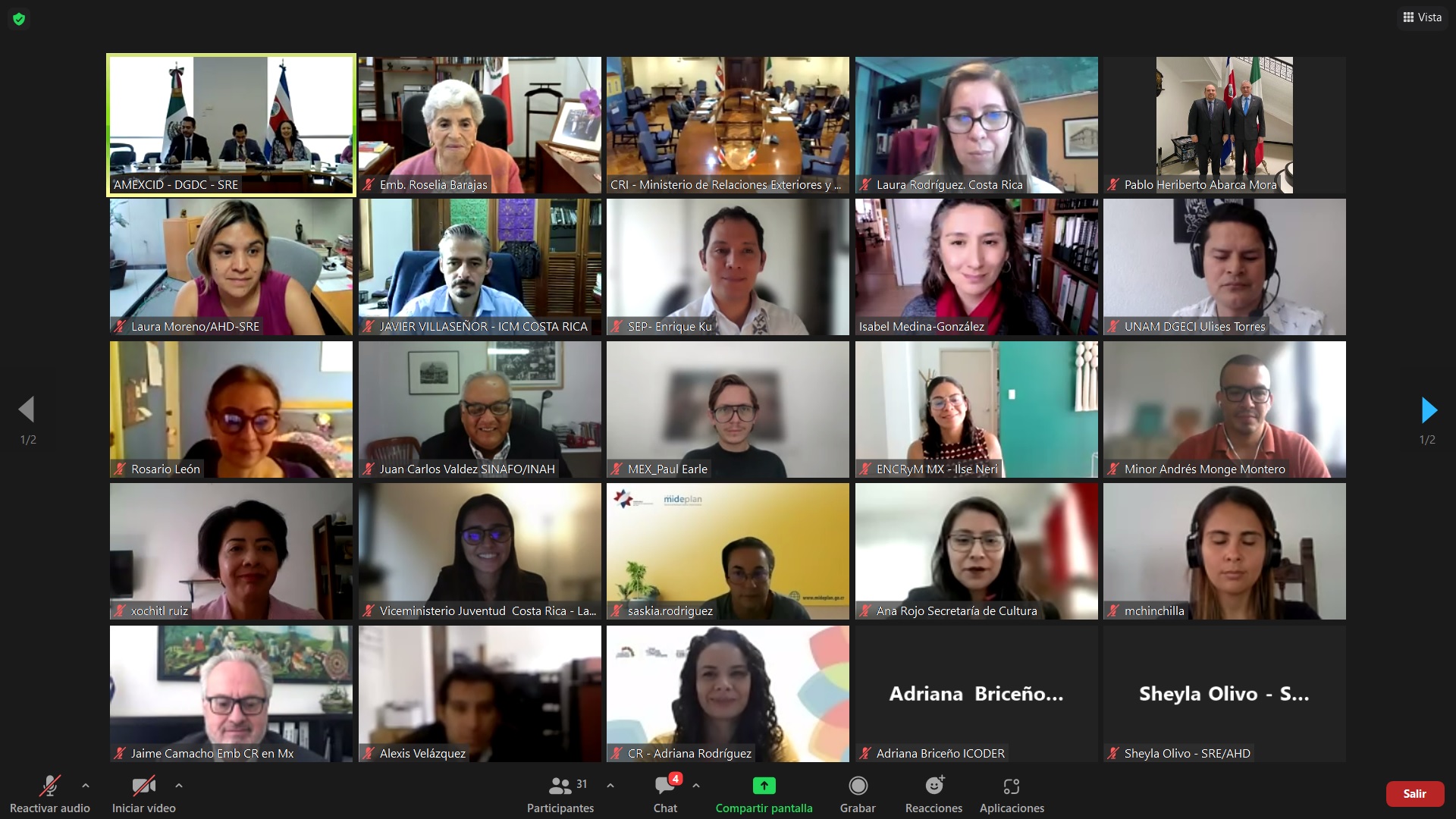 Participantes por la vía remota