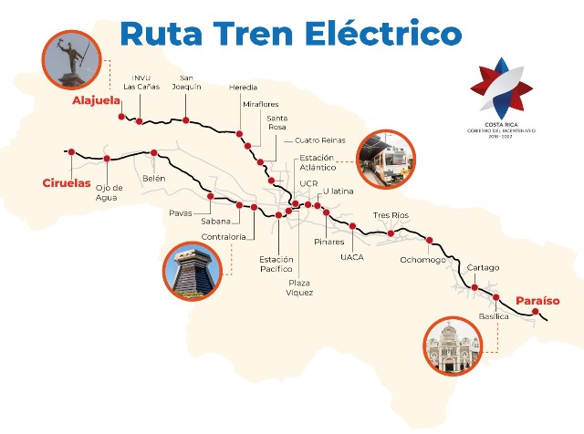 Mapa de la ruta del tren eléctrico