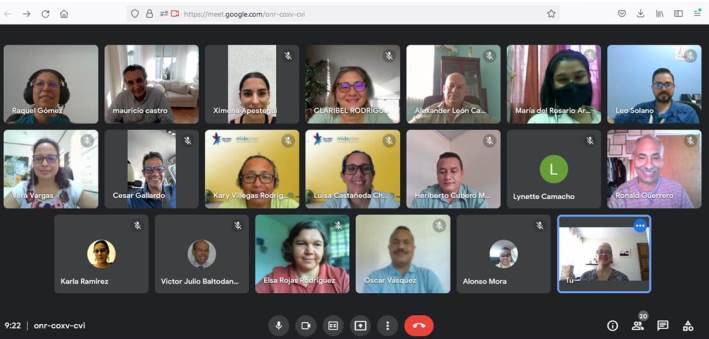 Captura de pantalla de la sesión virtual del COREDES Chorotega